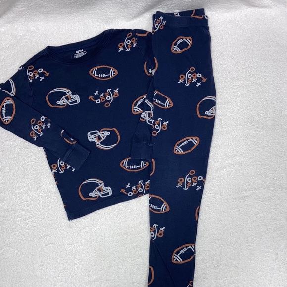 Carters navy blue snug fit cotton football pajamas size 10 boys - Picture 1 of 12
